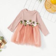 Shein Girls Appliques Detail Mesh Dress