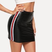 Shein Striped Side Zip Back Skinny Skirt
