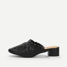 Shein Ruffle Trim Pu Heeled Mules