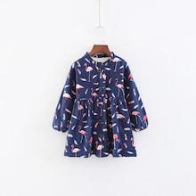 Shein Girls Flamingo & Feather Print Shirt Dress
