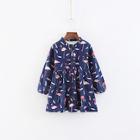 Shein Girls Flamingo & Feather Print Shirt Dress