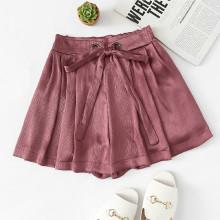 Shein Satin Ruffle Knot Front Shorts