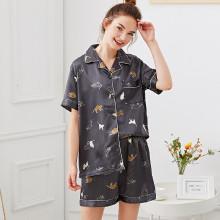 Shein Cat Print Button Up Pajama Set