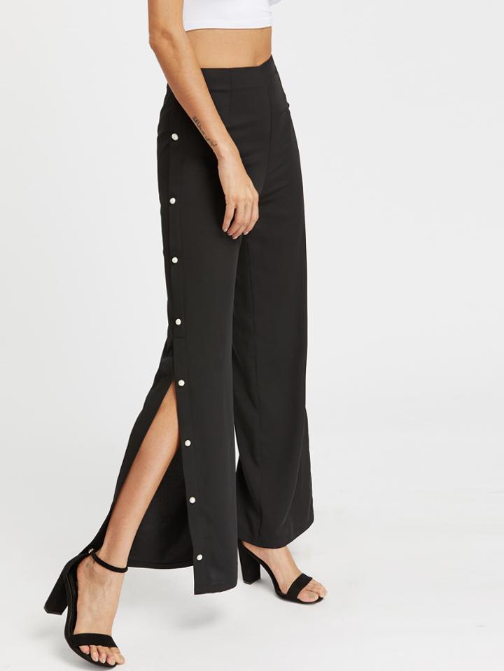 Shein Zip Back Buttoned Split Side Tailored Pants