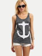 Shein Grey Print Casual Tank Top