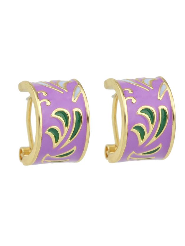 Shein Purple Pattern Ethnic Hoop Earrings