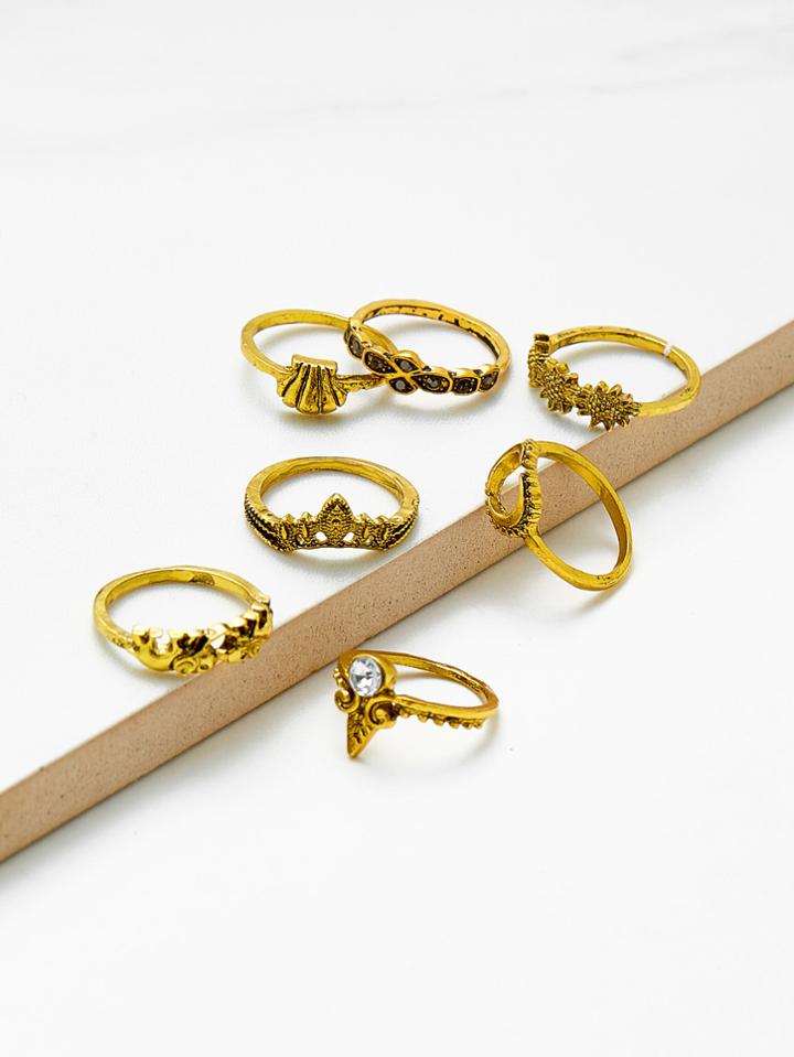 Shein Moon & Crown Design Ring Set 7pcs