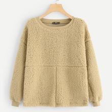 Shein Drop Shoulder Teddy Pullover