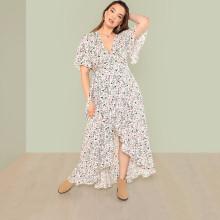 Shein Plus Puff Sleeve Floral Dress
