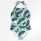 Shein Plus Jungle Print Halter Swimsuit