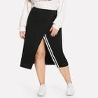 Shein Plus Contrast Striped Slit Skirt