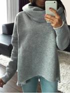 Shein Grey Cowl Neck Long Sleeve Loose Sweatshirt