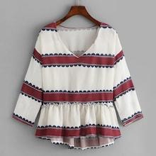 Shein Contrast Hem V-neck Blouse