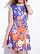 Shein Blue Floral A-line Dress
