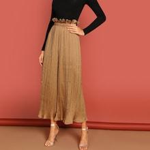 Shein Ruffle Waist Pleated Palazzo Pants