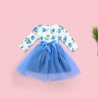 Shein Toddler Girls Contrast Mesh Knot Front Floral Print Dress