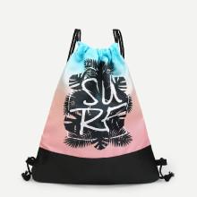 Shein Palm Leaf Print Drawstring Backpack