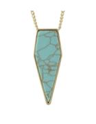 Shein Gold Plated Long Turquoise Necklace