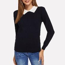 Shein Contrast Collar Skinny Jumper