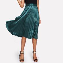 Shein Zip Closure Pleated Satin Skirt