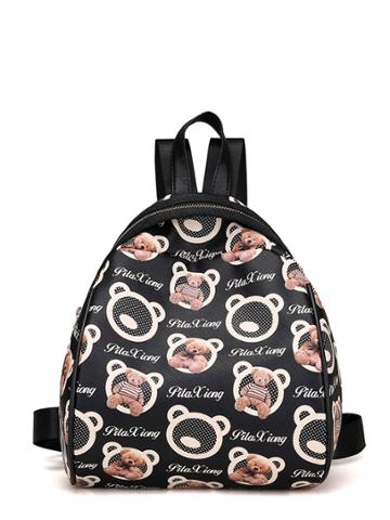 Shein Bear Print Curved Top Backpack