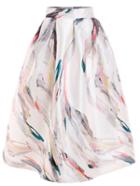 Shein Abstract Painting Print Box Pleated Midi Skirt
