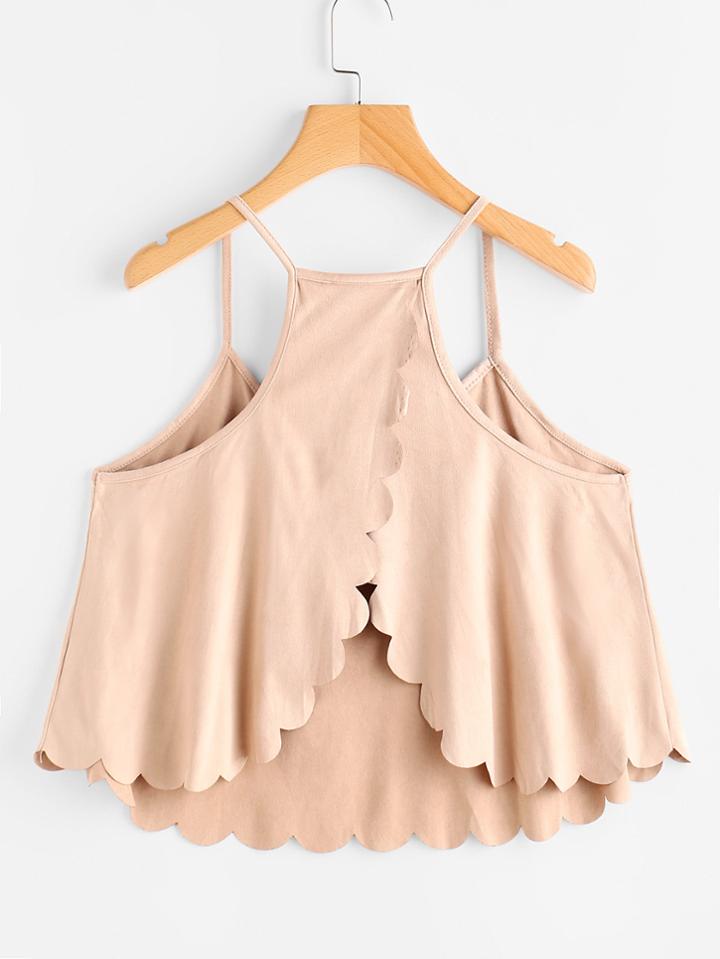 Shein Overlap Back Scallop Trim Cami Top