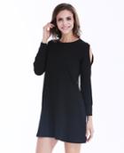 Shein Black Off The Shoulder Long Sleeve Casual Dress