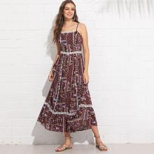 Shein Contrast Lace Insert Cami Dress