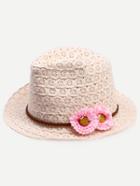 Shein Beige Sweet Flower Bowler Hat