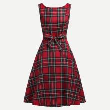 Shein Tartan Plaid Knotted Circle Dress
