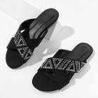 Shein Criss Cross Flat Sandals With Jewelry