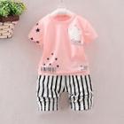 Shein Toddler Boys Five-star Print Top & Striped Shorts
