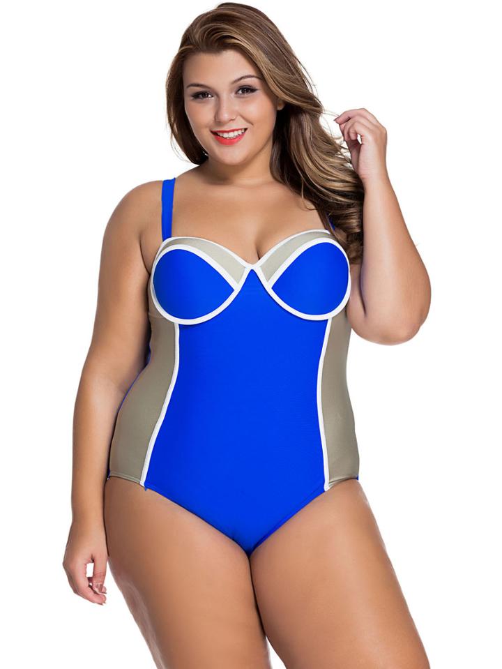 Shein Color Block Cutout Plus Size One Piece Swimwear