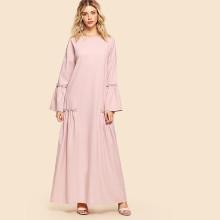 Shein Drop Shoulder Pearl And Frill Embellished Dress
