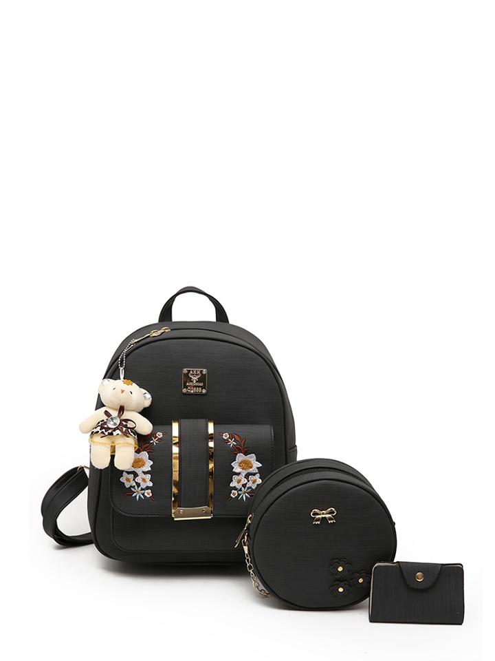 Shein Bear Detail Pu Combination Bag 3pcs