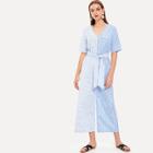 Shein Waist Belted V-neck Striped Jumpsuit