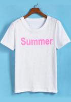 Shein White Letter Print T-shirt