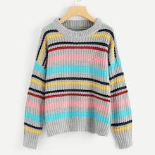 Shein Dropped Shoulder Striped Jumper