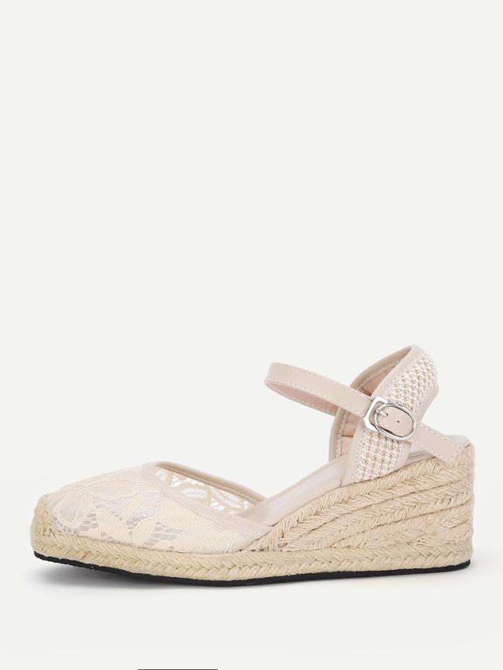 Shein Lace Cap Toe Woven Wedges