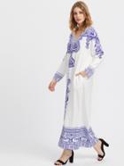 Shein Tribal Print Drop Shoulder Tunic Dress