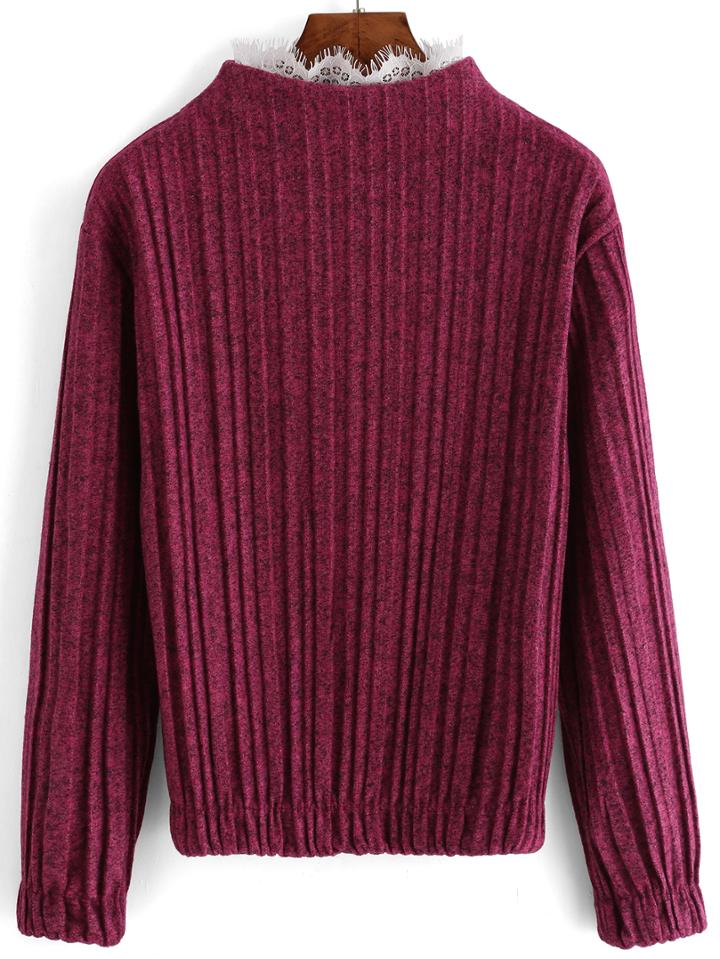Shein Red Lace Collar Ruched Crop Top