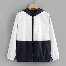 Shein Two Tone Cut And Sew Hoodie Jacket
