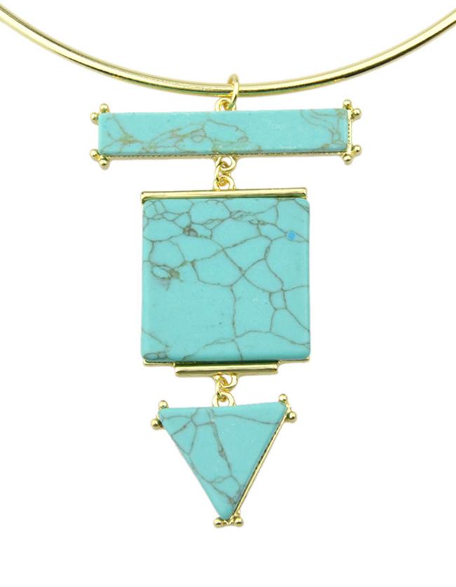 Shein Blue Turquoise Pendant Choker Necklace
