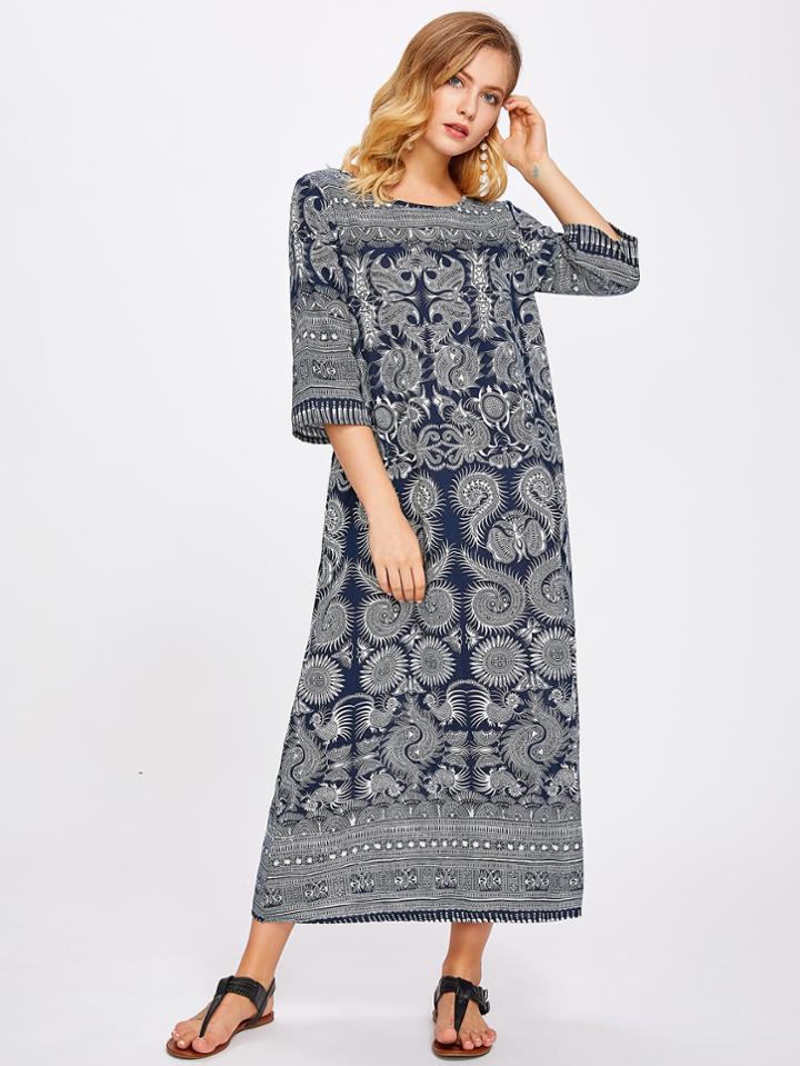 Shein Tribal Print Longline Dress