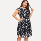 Shein Plus Embroidered Cap Sleeve Dress