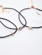 Shein Black Rhinestone Braided Choker Set