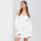 Shein Button Up Cold Shoulder Dress
