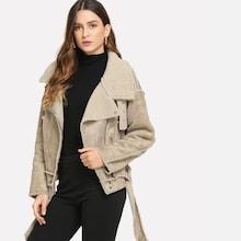 Shein Pocket Decorated Suede Jacket
