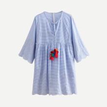 Shein Eyelet Embroidered Scallop Edge Babydoll Dress